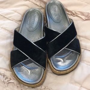Jimmy choo flat crushed velvet slides